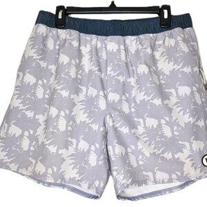 Vuori Men's Cape Shorts In A Grey Palm Print, Size XL